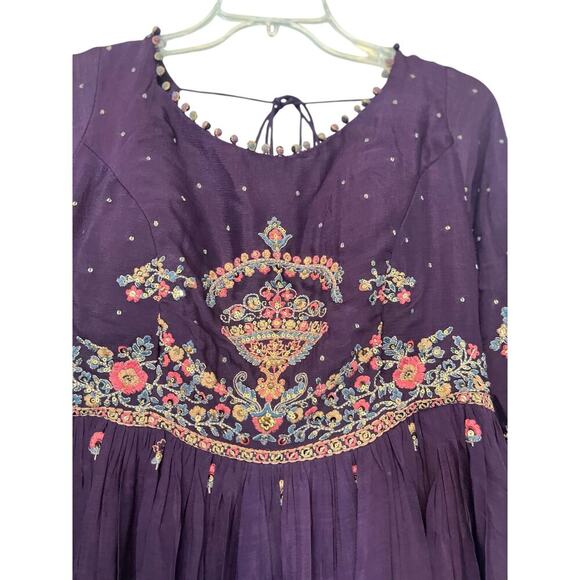 NWT Virmoya Wine Anarkali Suit with Beaded Sash size XL - Picture 6 of 14